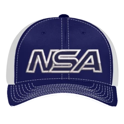Coupon 👍 Pacific Headwear NSA Outline Series Navy Flex Fit Hat: 404M-NVWH ⌛