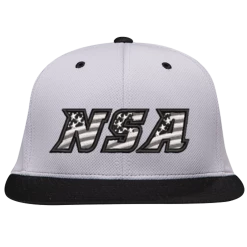 Discount 👍 Pacific Headwear NSA Flag Series Silver Black Flex Fit Hat: ES342-SLBK ⌛