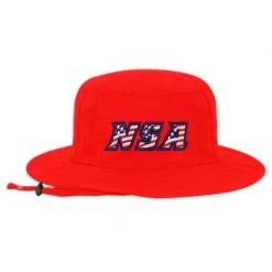 Budget ❤️ Pacific Headwear NSA Flag Series Bucket Hat: 1944B-RED 🔥