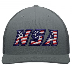 Hot Sale ❤️ Pacific Headwear NSA Flag Series Graphite Flex Fit Hat: 404M-GR-F 🤩