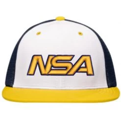 Wholesale 🤩 Pacific Headwear NSA Classic Series Navy Gold Flex Fit Hat: ES341-WHNVGD 👍