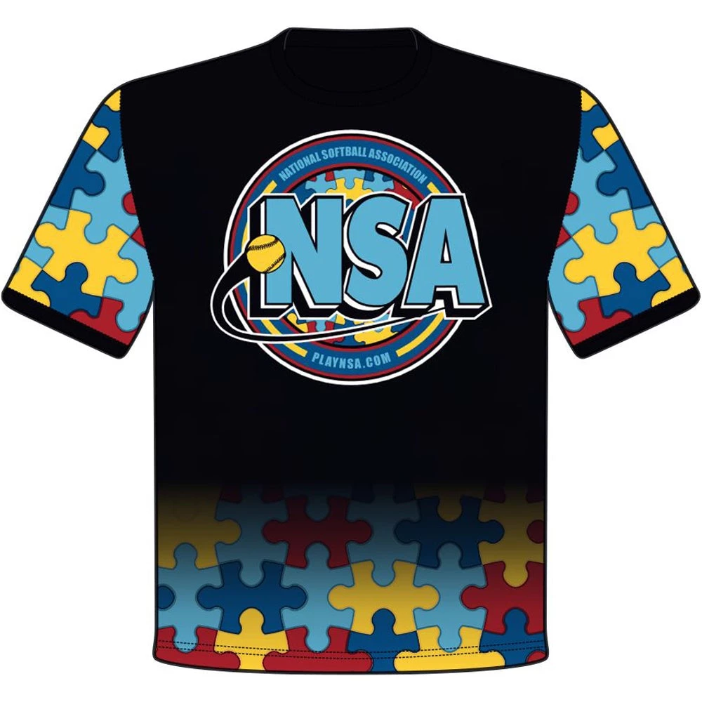 Wholesale 🔔 DSG Apparel National Softball Association NSA Autism Awareness Sublimated Short Sleeve Shirt ⭐ 3 Wholesale 🔔 DSG Apparel National Softball Association NSA Autism Awareness Sublimated Short Sleeve Shirt ⭐