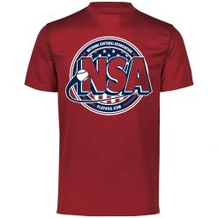 Wholesale 😍 DSG Apparel National Softball Association NSA Dry Fit Cardinal Short Sleeve Shirt 😀