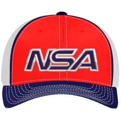 Buy 👏 Pacific Headwear NSA Outline Series Red/Navy Flex Fit Hat: 404M-RDWHNV ⭐