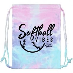 Cheapest 😀 DSG Apparel National Softball Association NSA Softball Vibes Tie Dye Drawstring Bag ✨ -BaseBallBat Shop SOFTBALLVIBESTDBAGCURVEScottoncandy