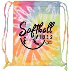 Cheapest 😀 DSG Apparel National Softball Association NSA Softball Vibes Tie Dye Drawstring Bag ✨