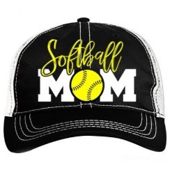 Coupon 🔔 Pacific Headwear Softball Mom Vintage Trucker Snapback Hat: V67BW ❤️