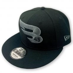 Wholesale 🔔 B45 Black 9FIFTY New Era Snapback Hat Charcoal Logo Edition: 950-GREY-BLACK ✔️
